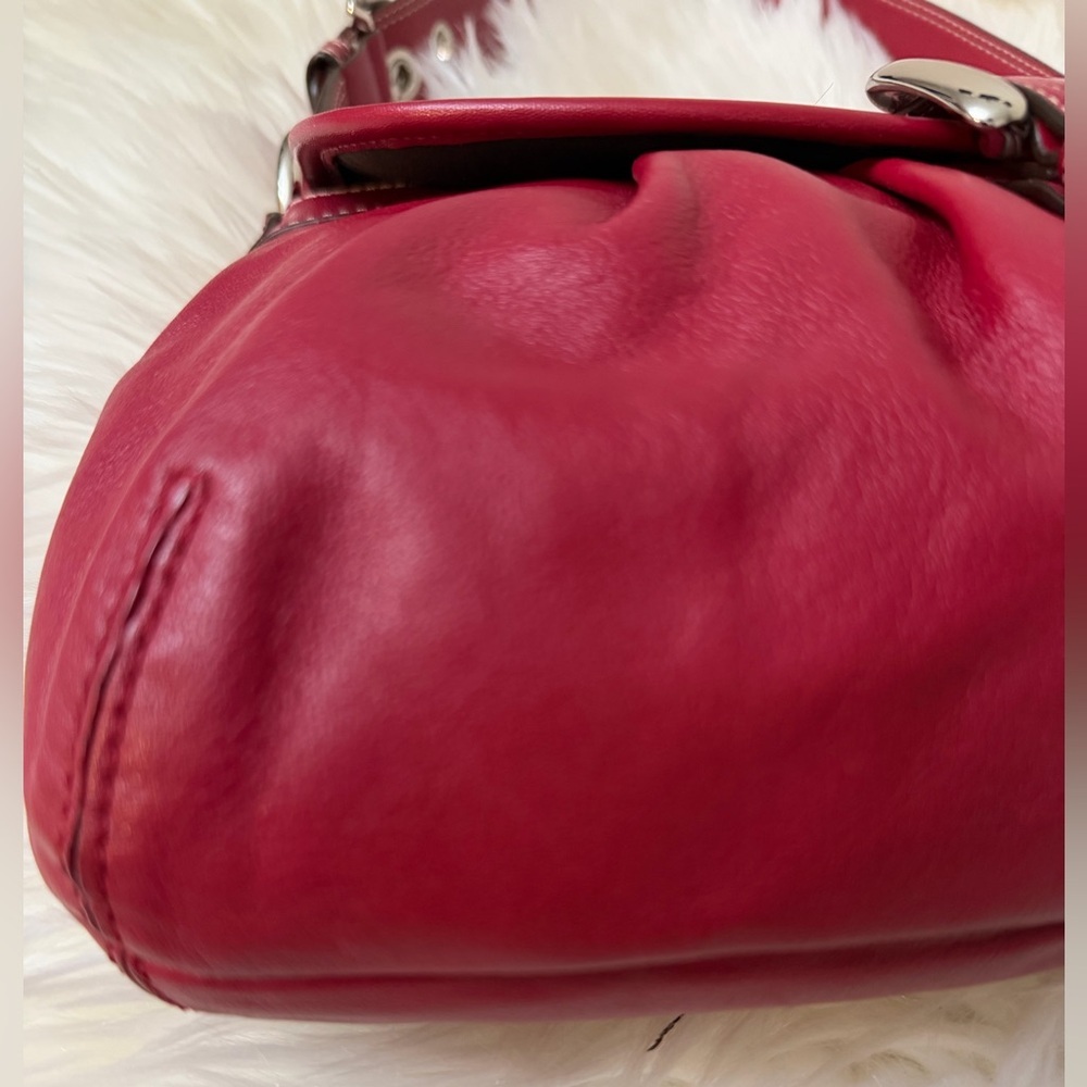 Coach Cherry Red Leather Shoulder Bag #F15204 - Picture 7 of 15